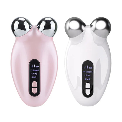 Pink and white EMS Facial Massager