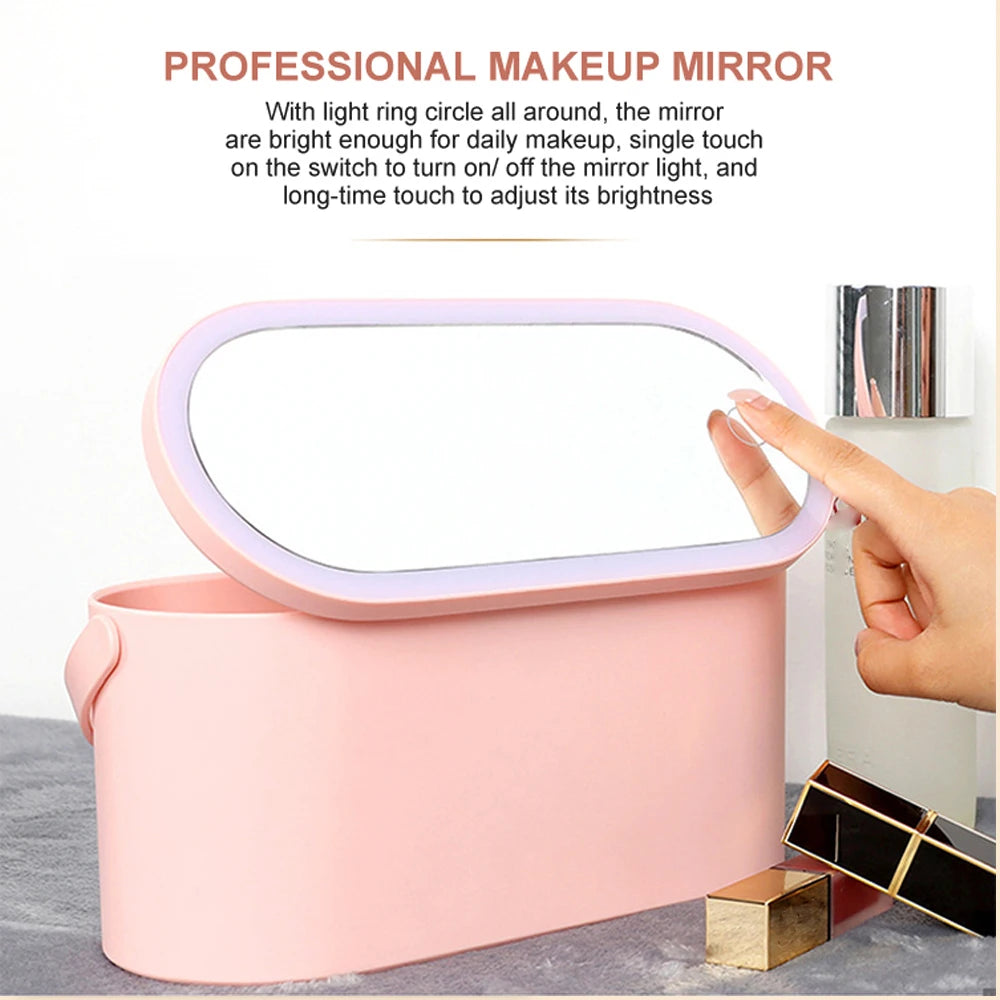 LED-Make-up-Kosmetikspiegel und Organizer-Box