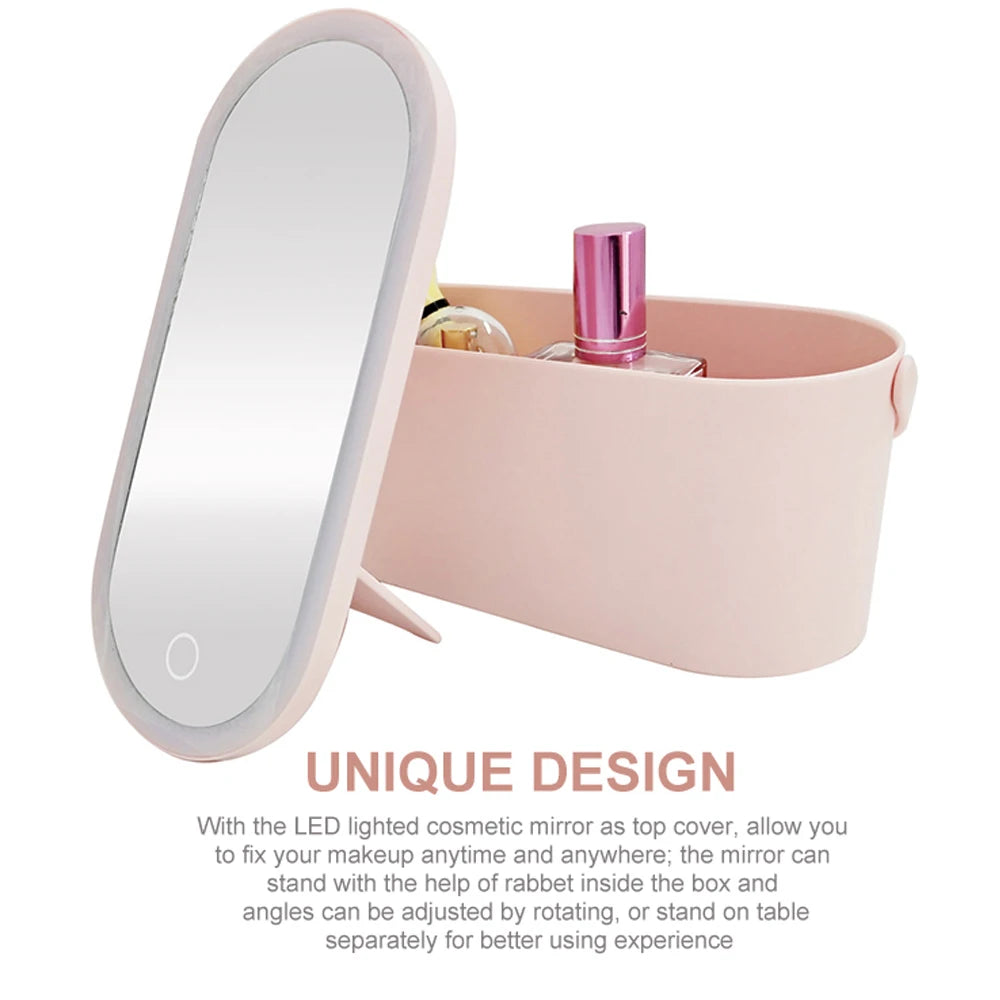 LED-Make-up-Kosmetikspiegel und Organizer-Box